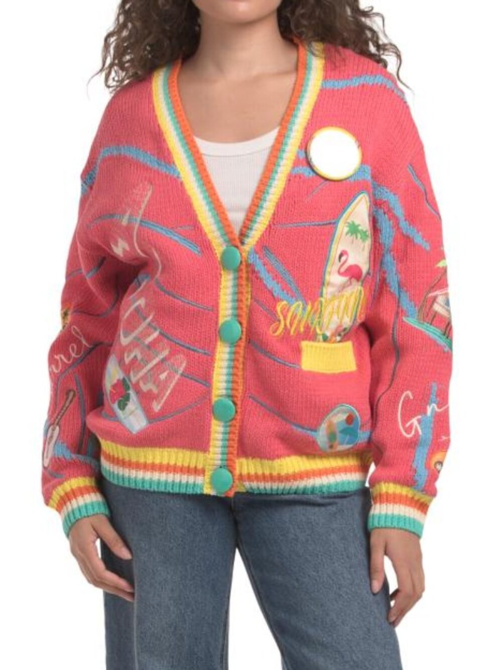 NO! JEANS Pink Surfing Cardigan